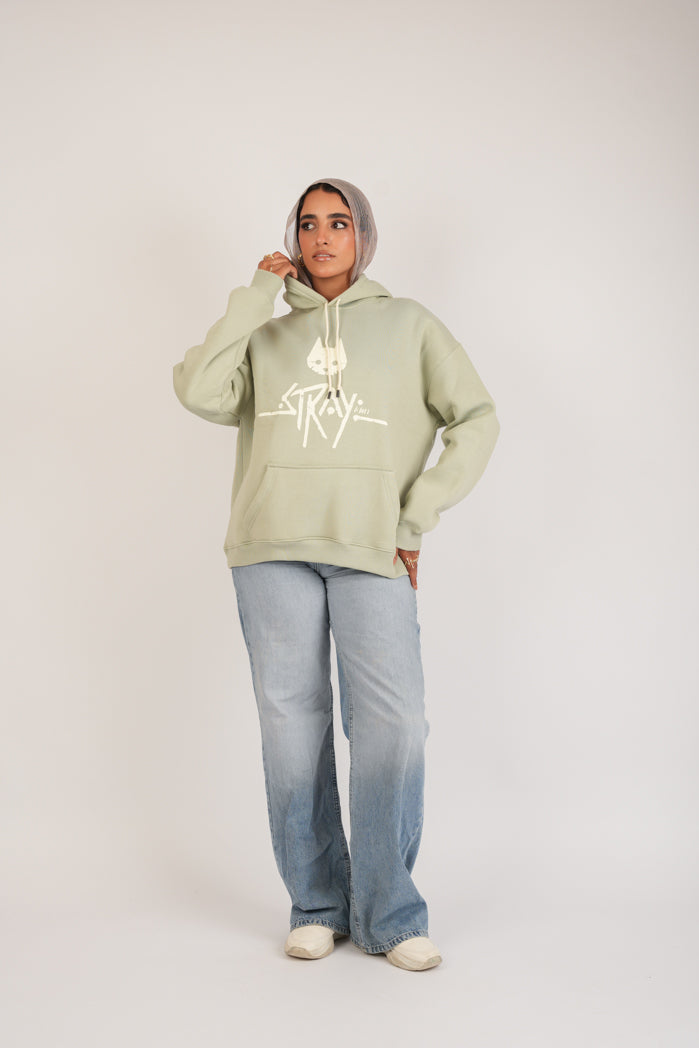Mint Glow Hoodie – Cotton Embroidered