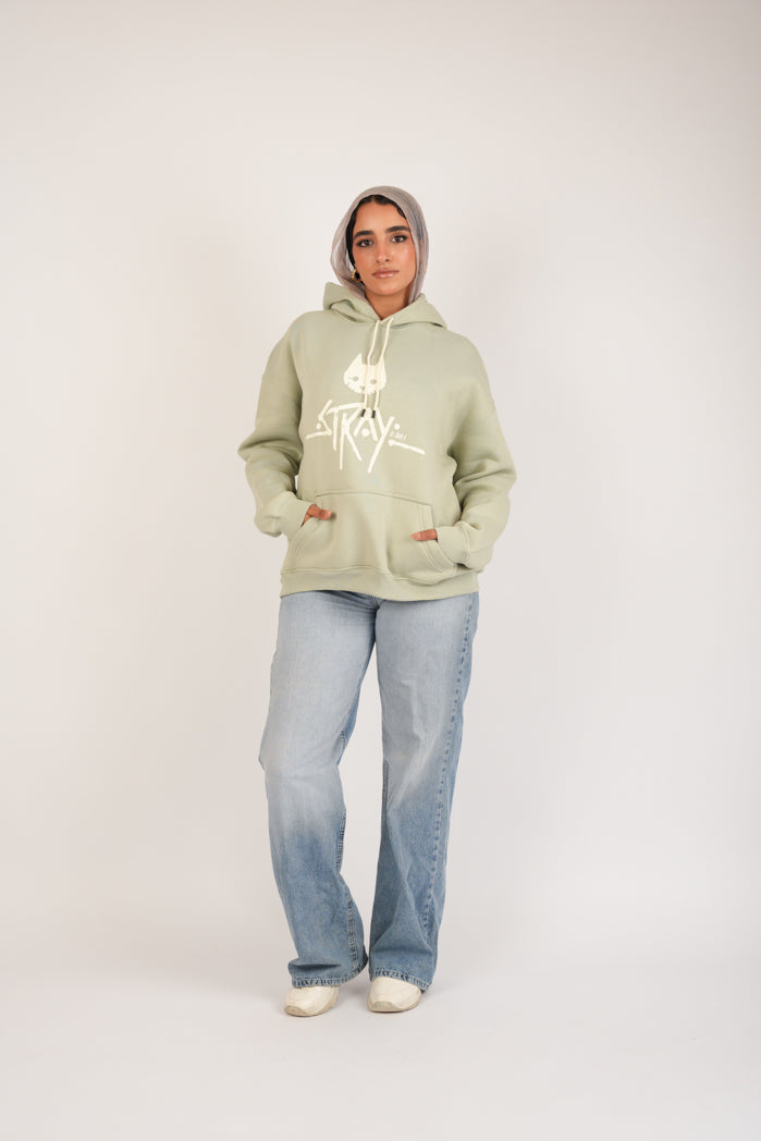 Mint Glow Hoodie – Cotton Embroidered