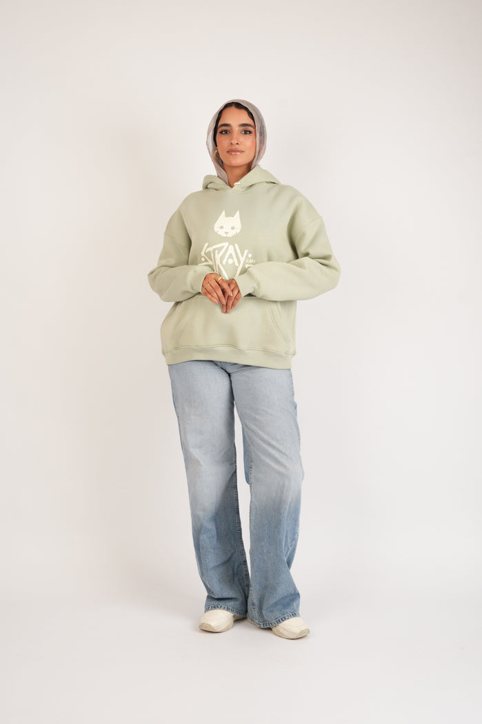 Mint Glow Hoodie – Cotton Embroidered