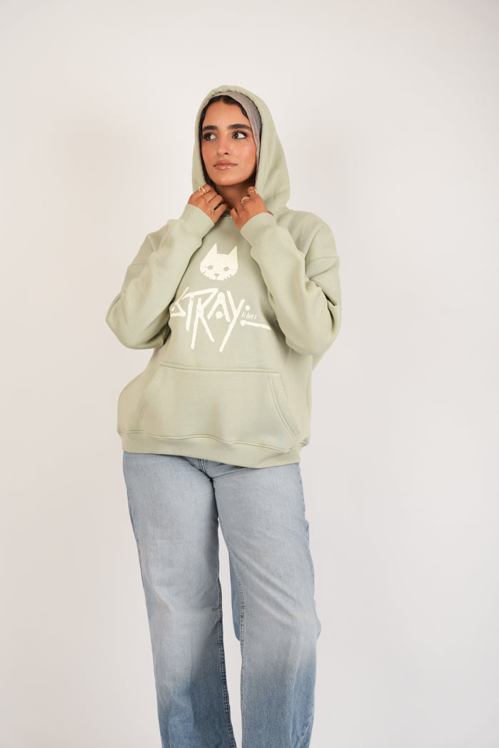 Mint Glow Hoodie – Cotton Embroidered