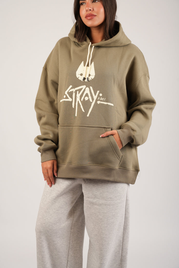 Olive Drift Hoodie – Cotton Embroidered