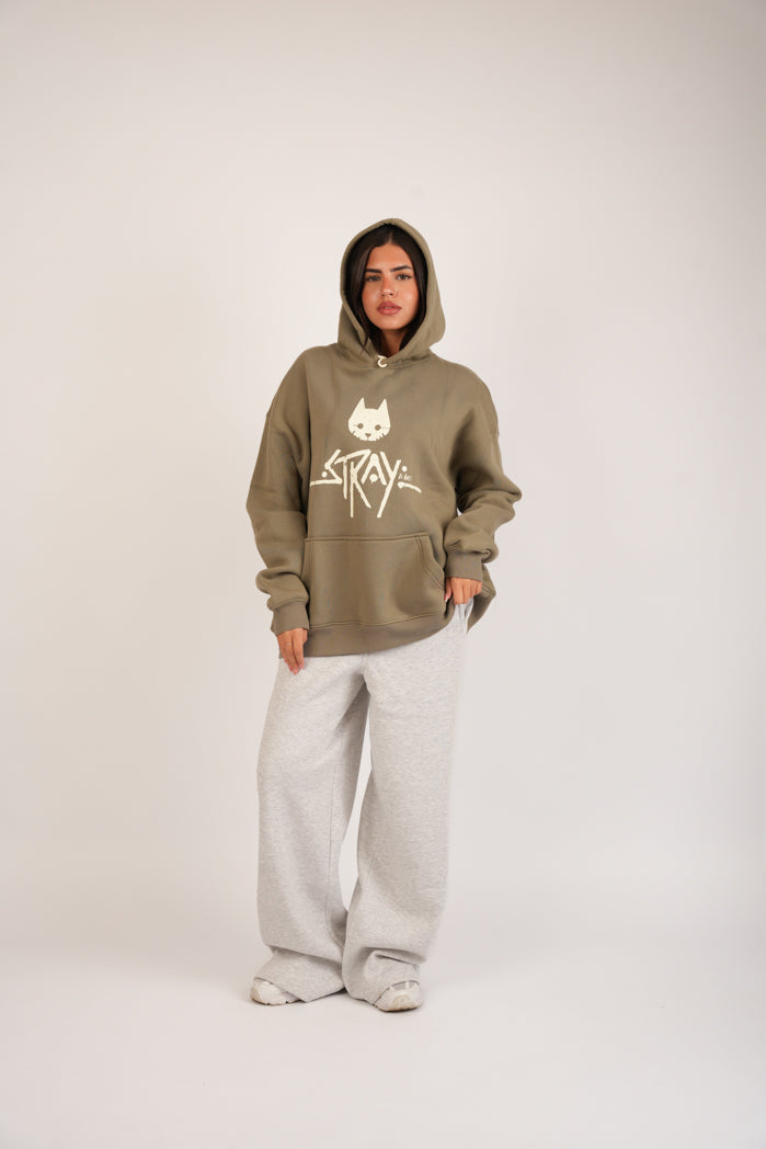 Olive Drift Hoodie – Cotton Embroidered