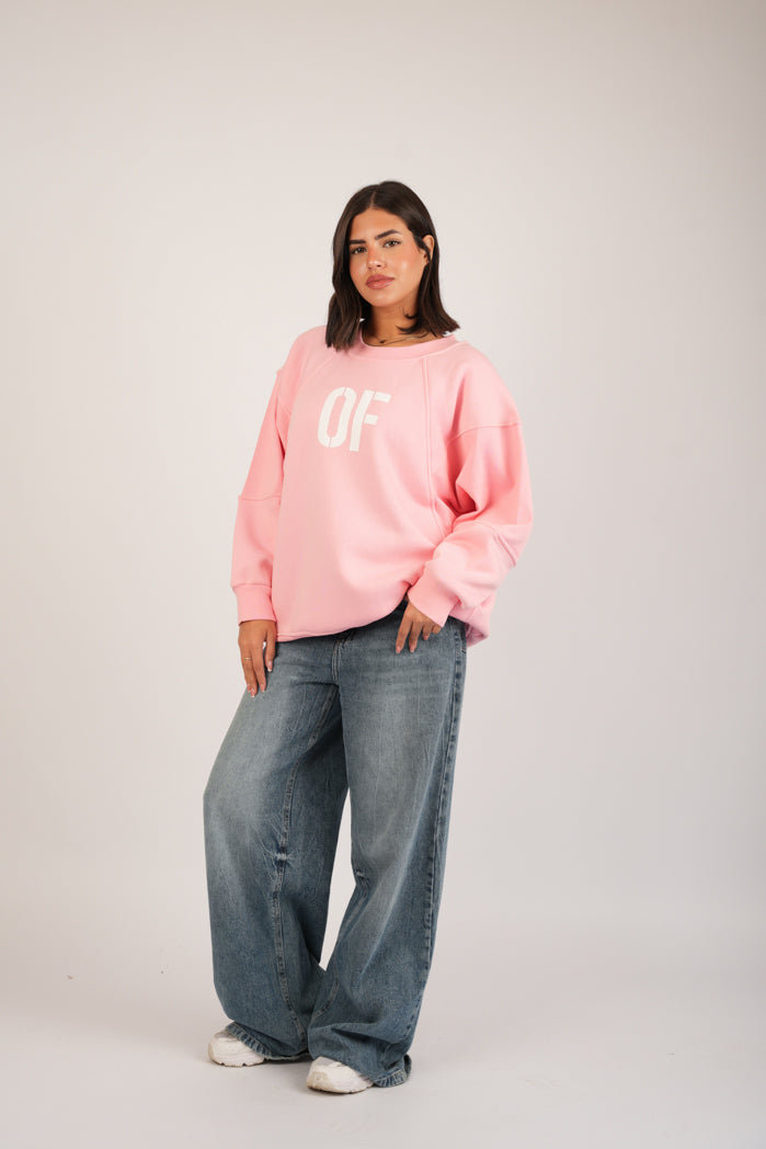 Blush Print Hoodie – Oversize Printed Cotton