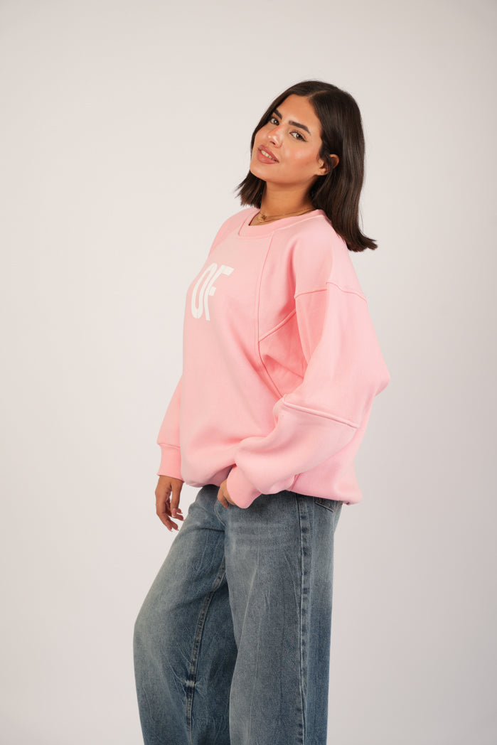 Blush Print Hoodie – Oversize Printed Cotton