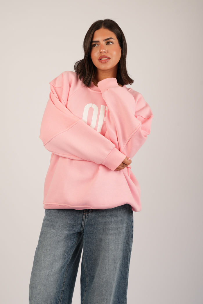 Blush Print Hoodie – Oversize Printed Cotton