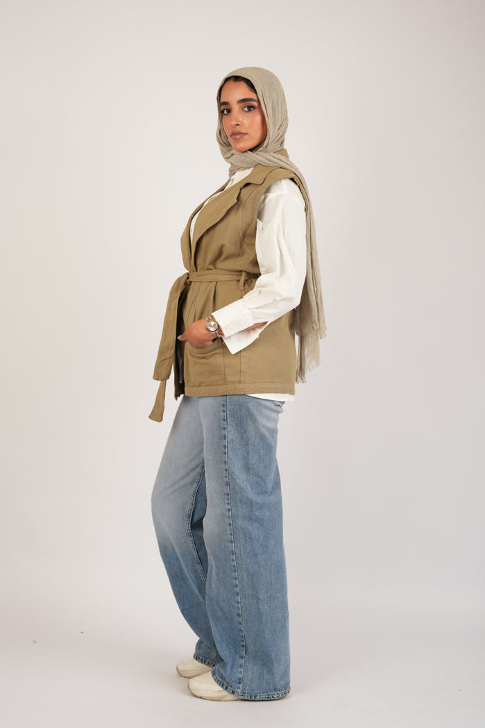 Belted Jaberdin Long Vest