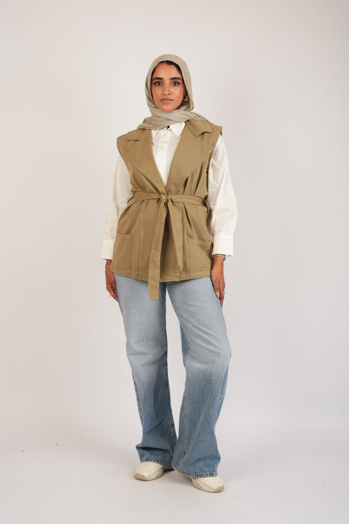 Belted Jaberdin Long Vest