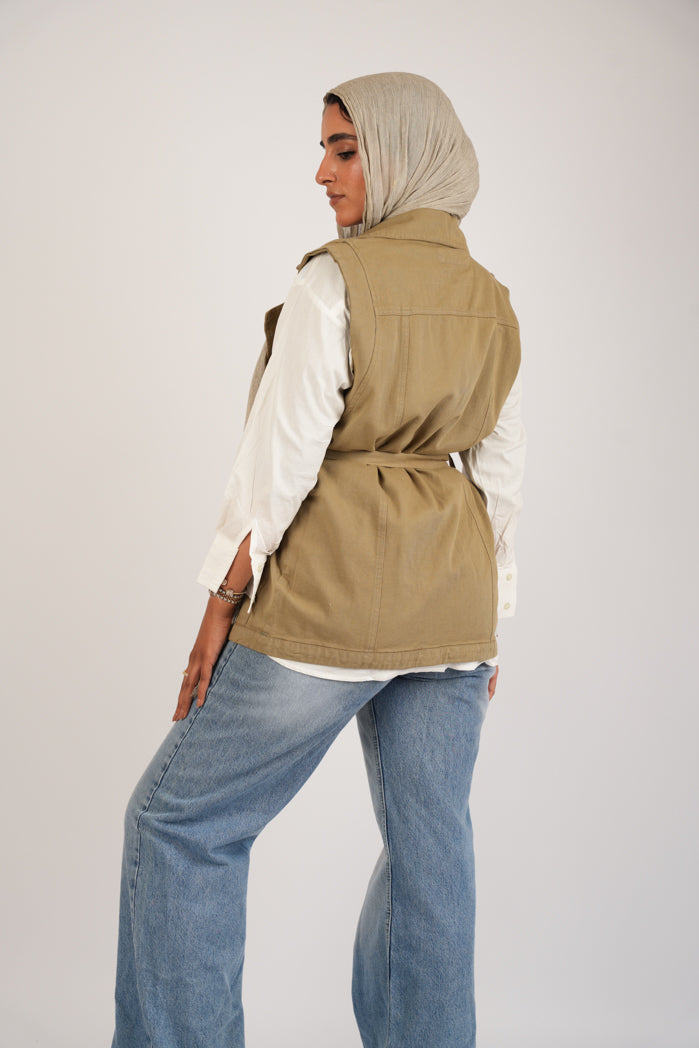 Belted Jaberdin Long Vest