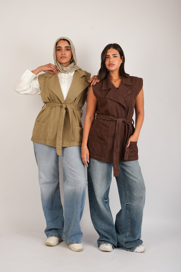 Belted Jaberdin Long Vest