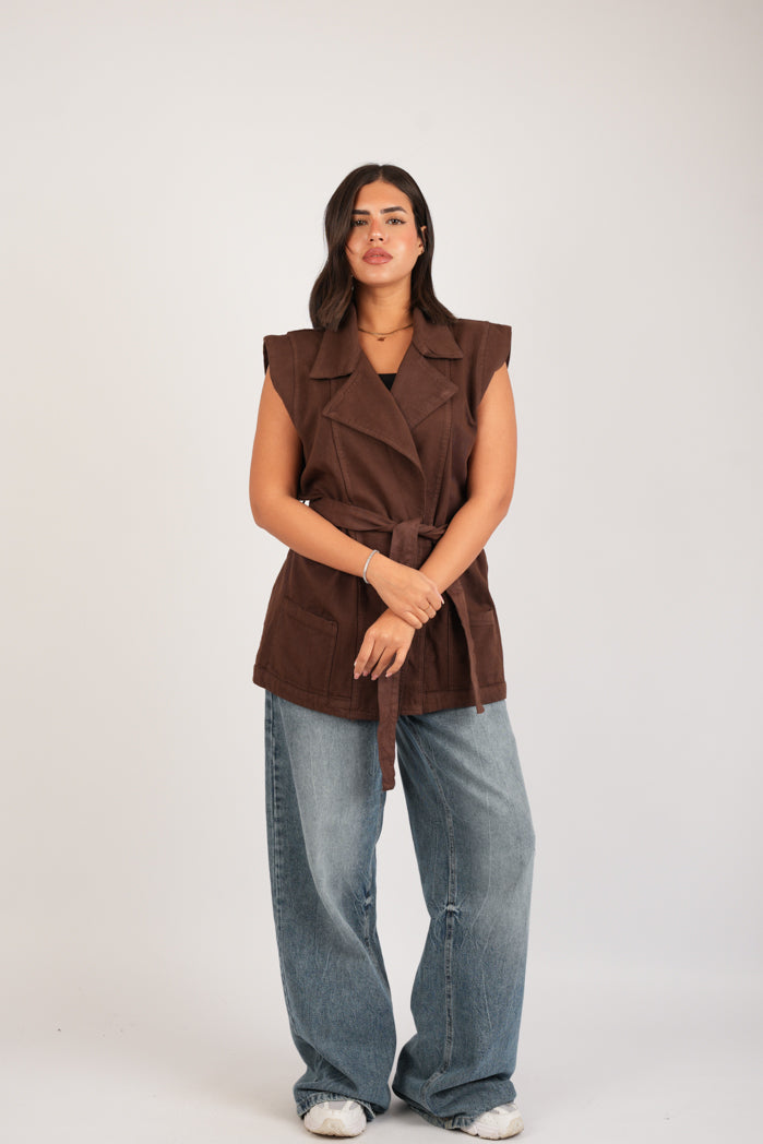 Belted Jaberdin Long Vest