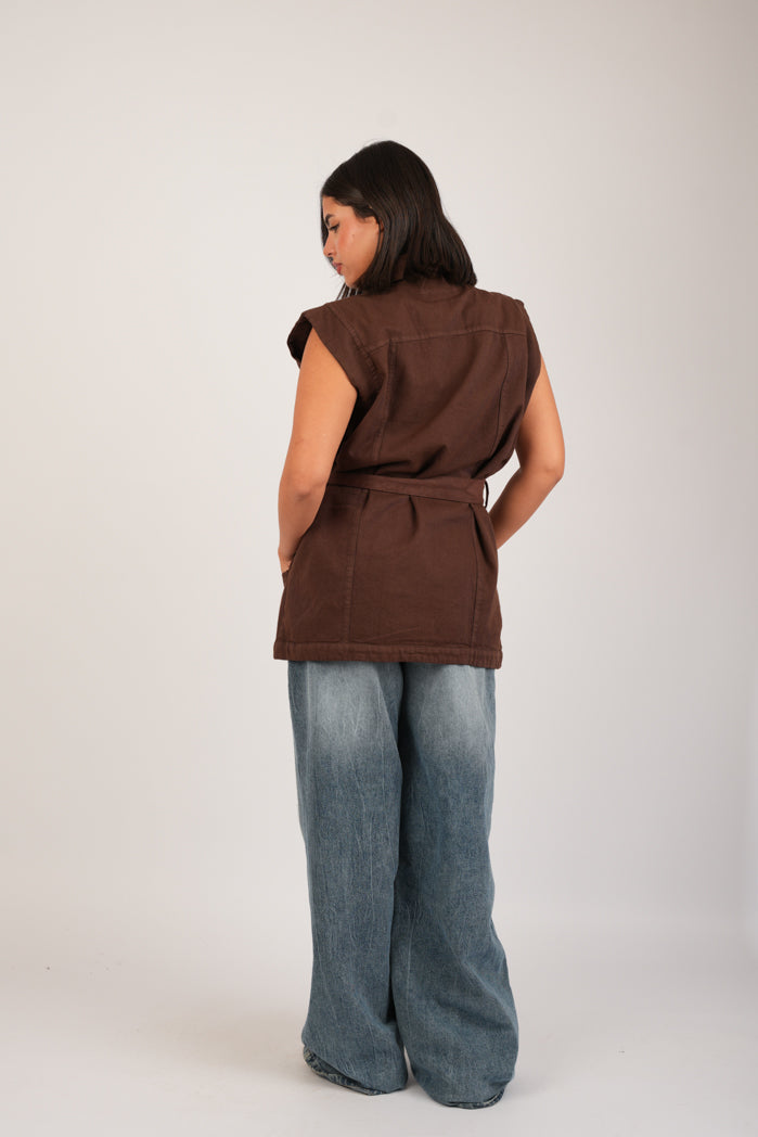 Belted Jaberdin Long Vest