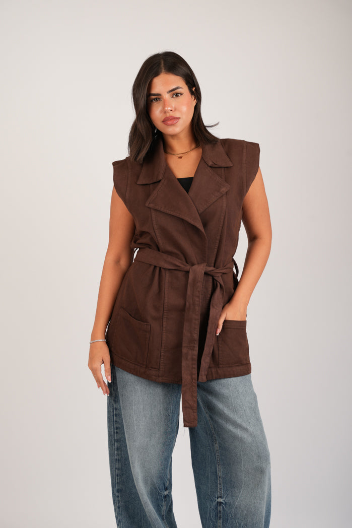 Belted Jaberdin Long Vest