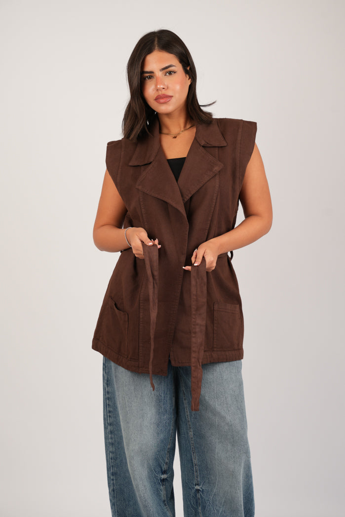 Belted Jaberdin Long Vest