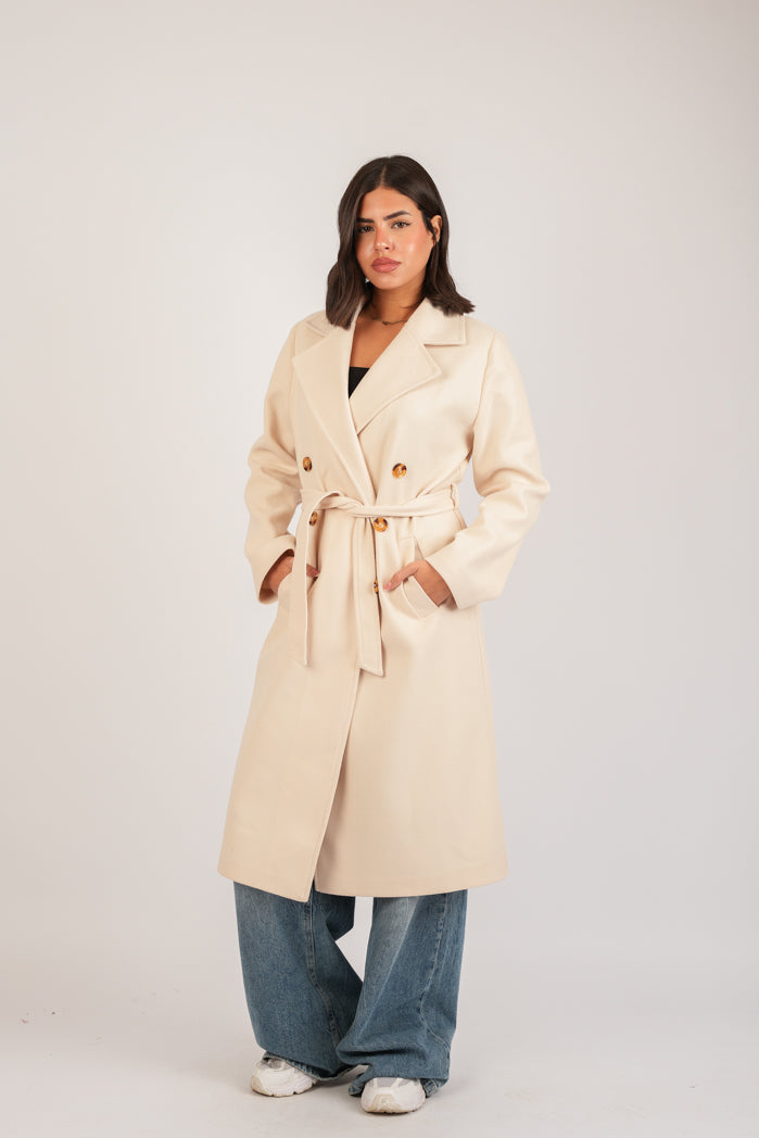Beige KAFI Broadcloth Coat