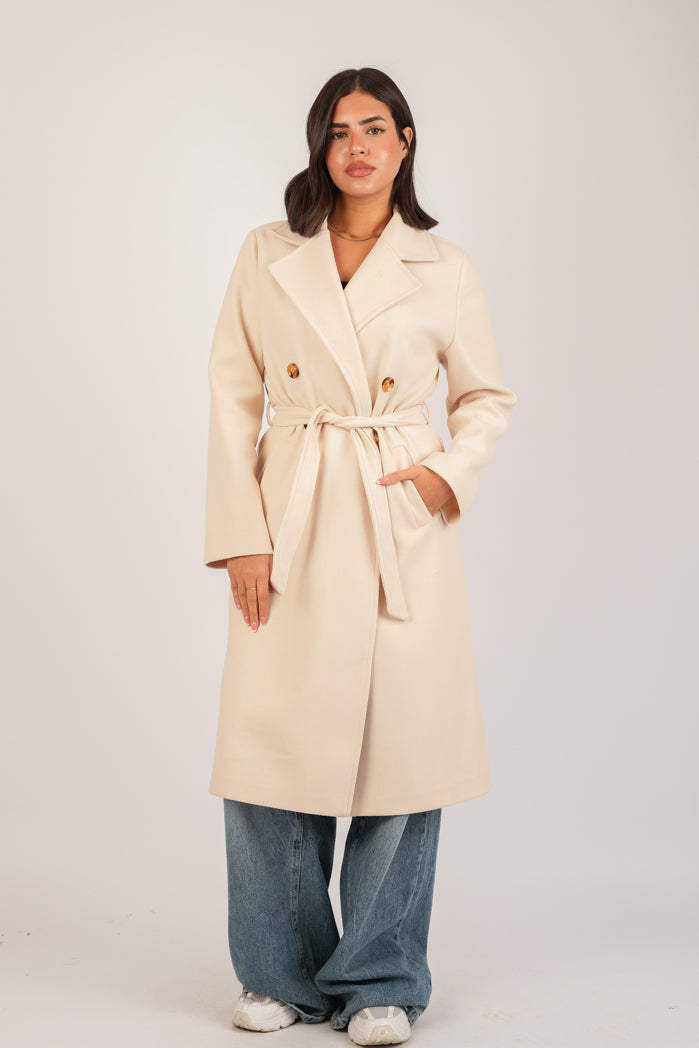 Beige KAFI Broadcloth Coat