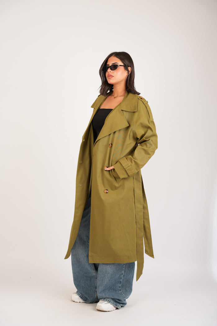 Green-Olive Jaberdin Trench Coat