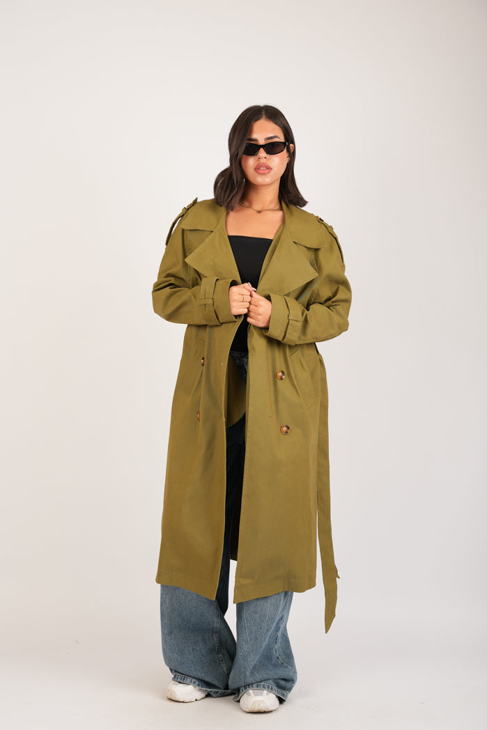 Green-Olive Jaberdin Trench Coat