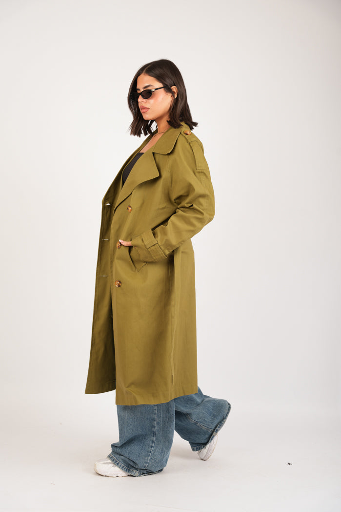 Green-Olive Jaberdin Trench Coat