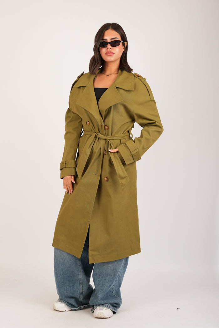 Green-Olive Jaberdin Trench Coat
