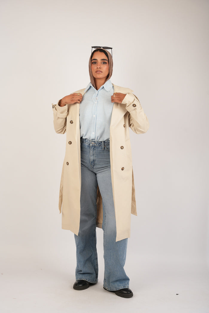 Beige Jaberdin Trench Coat
