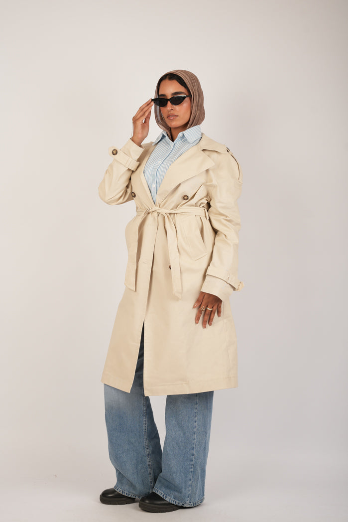 Beige Jaberdin Trench Coat