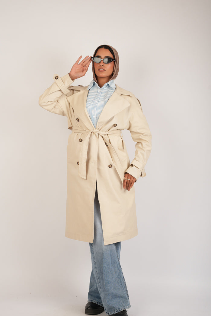 Beige Jaberdin Trench Coat