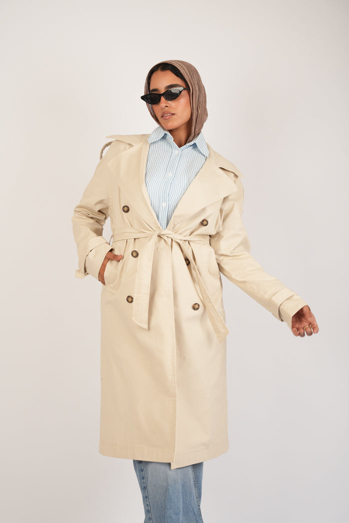 Beige Jaberdin Trench Coat