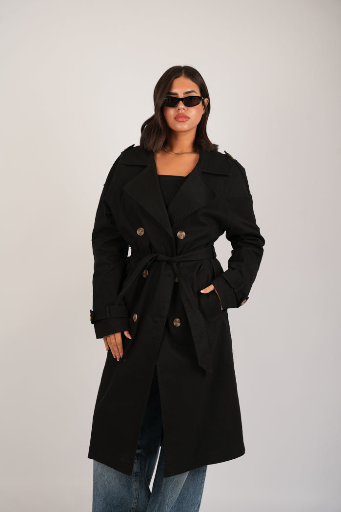 Black Jaberdin Trench Coat