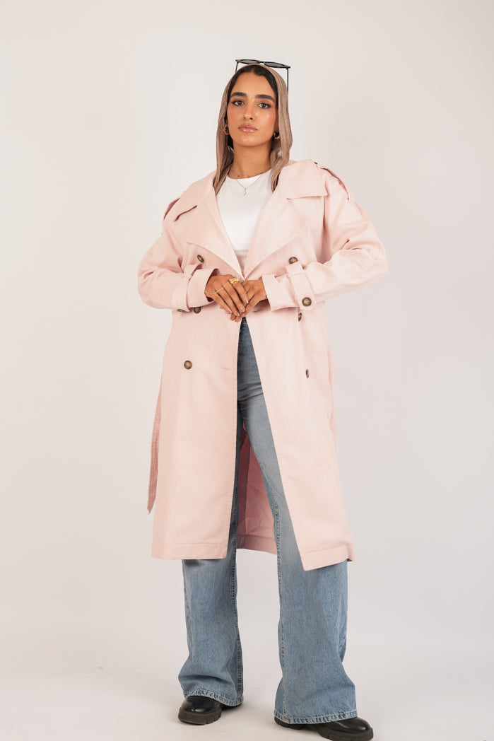 Baby-Pink Jaberdin Trench Coat