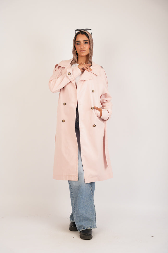 Baby-Pink Jaberdin Trench Coat