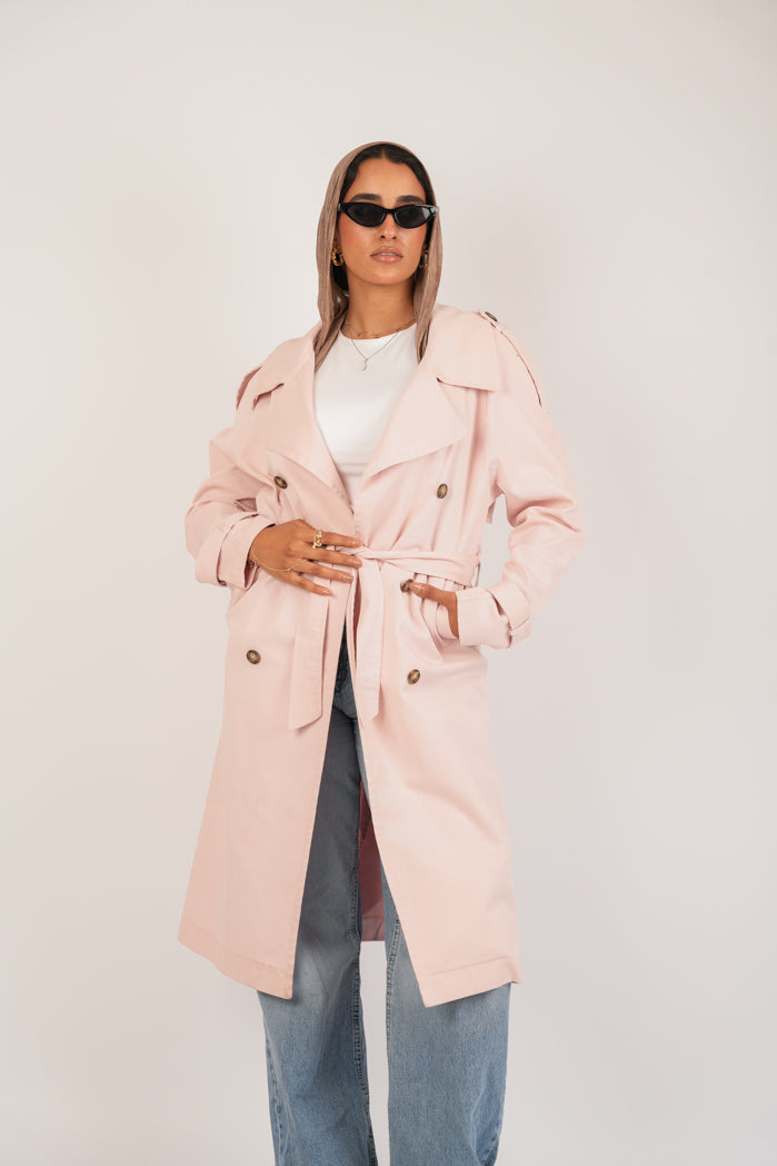 Baby-Pink Jaberdin Trench Coat