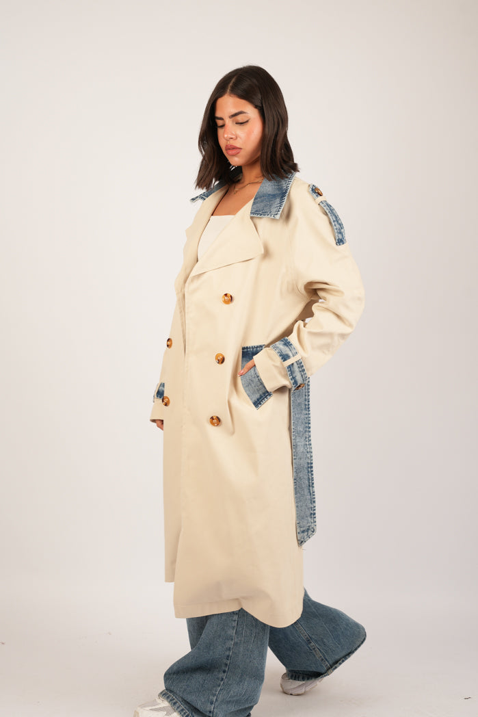 Beige Jaberdin Trench Coat
