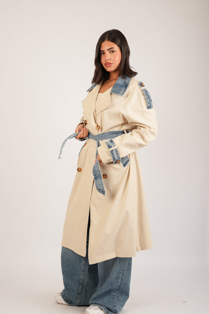 Beige Jaberdin Trench Coat