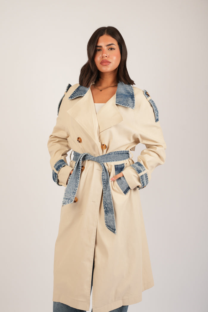 Beige Jaberdin Trench Coat