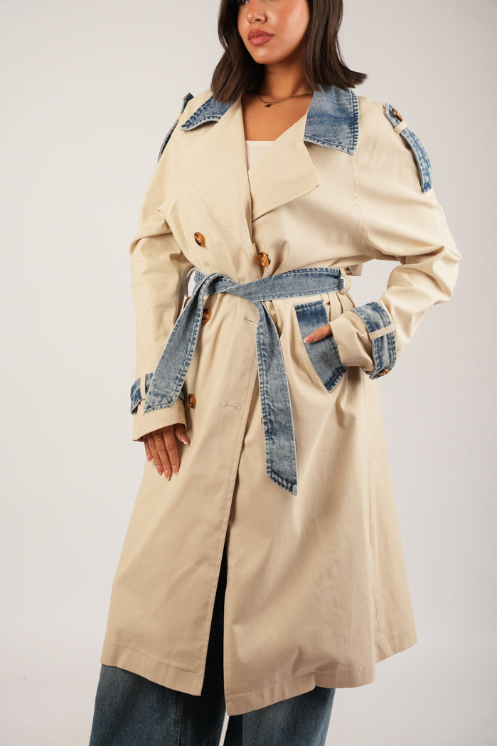 Beige Jaberdin Trench Coat
