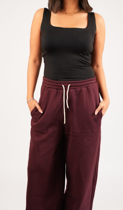 Wine Flow Pants – Wide Leg Sweatpants