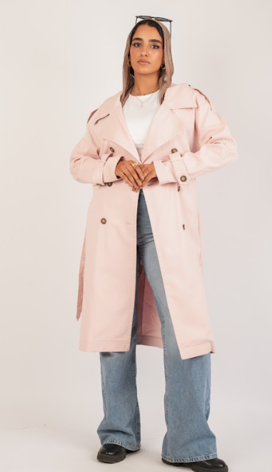Baby-Pink Jaberdin Trench Coat